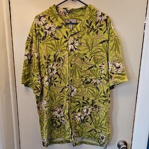 Mens Caribbean Joe Lime Green Tropical Shirt